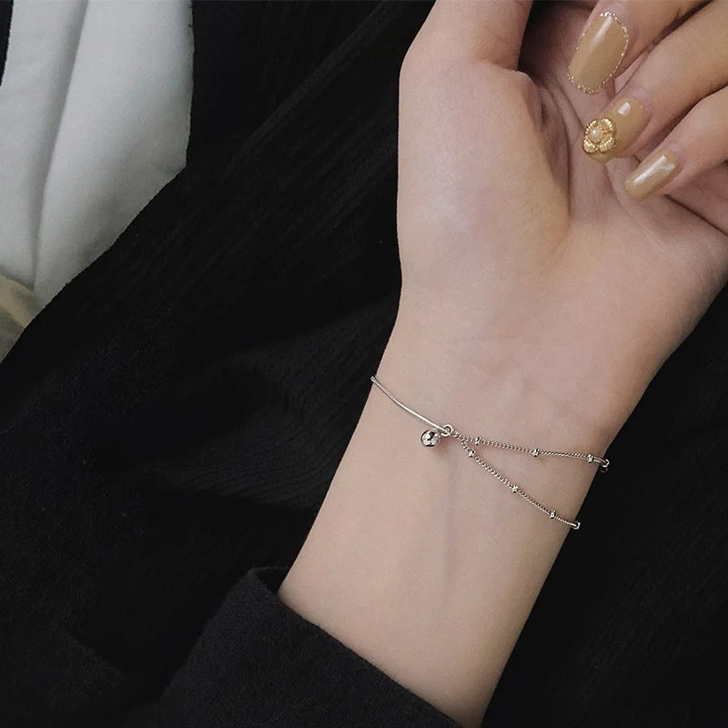 925 Sterling Silver New Cool Style Double Layer Bracelet For Women Girlfriend Birthday Party Gifts Fine Jewelry Accessories