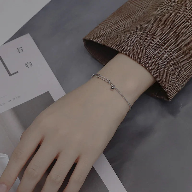 925 Sterling Silver New Cool Style Double Layer Bracelet For Women Girlfriend Birthday Party Gifts Fine Jewelry Accessories